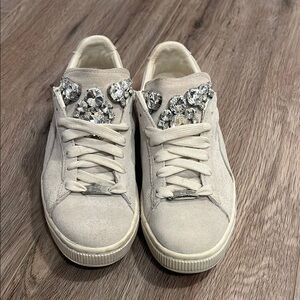 Puma Cream Sneakers with Sparkly Embellishments